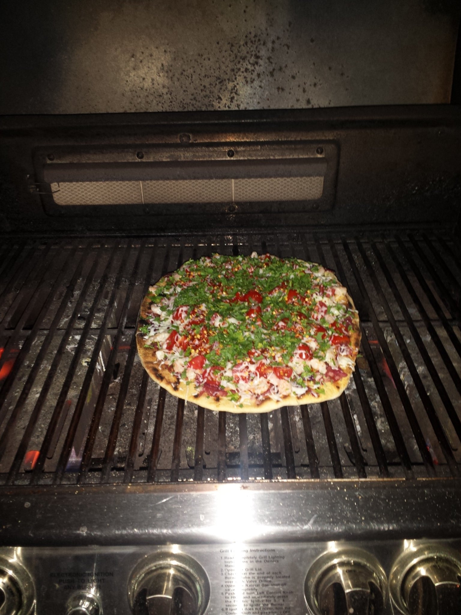 Spicy Shrimp Pizza on the grill