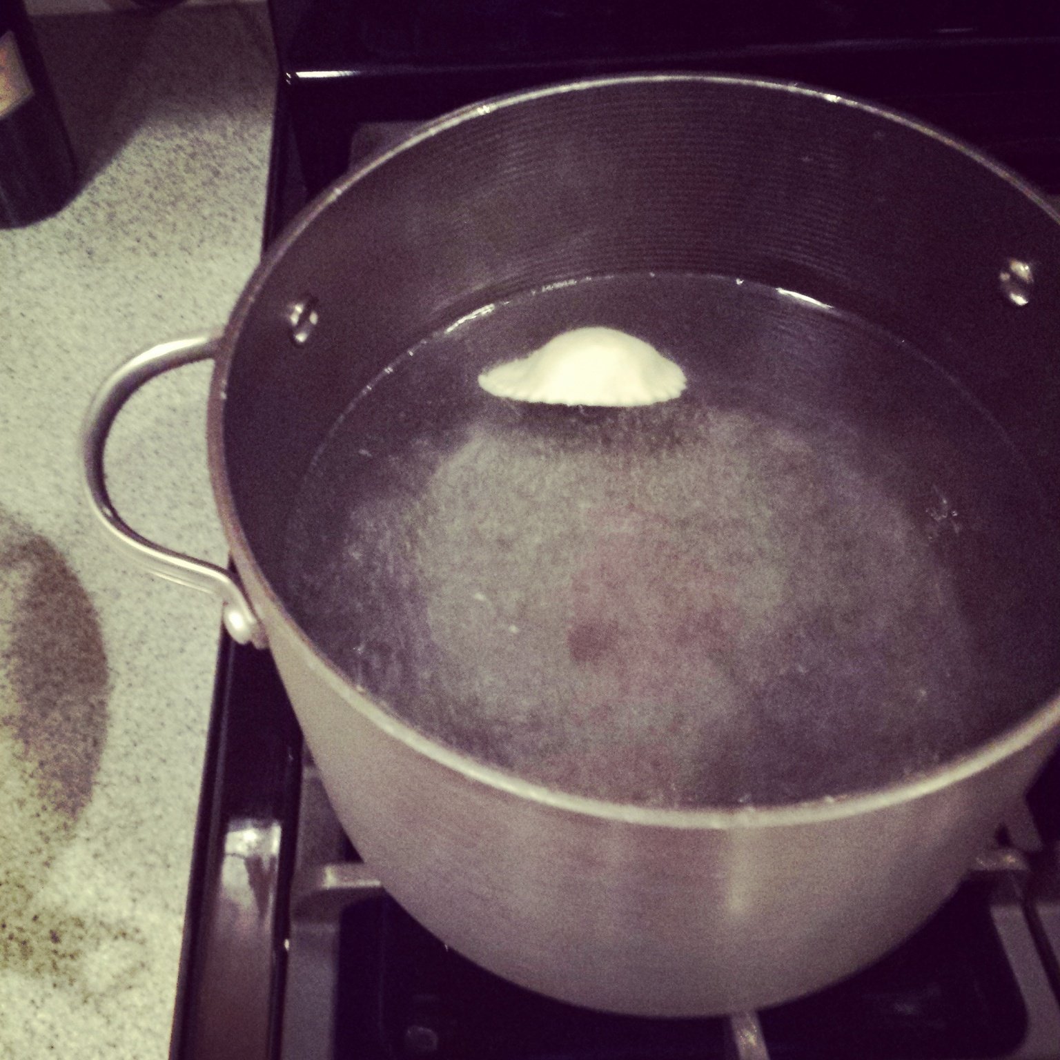 This is our test ravioli that we used to see how long it would take and make sure they wouldn't break open when we cooked them.