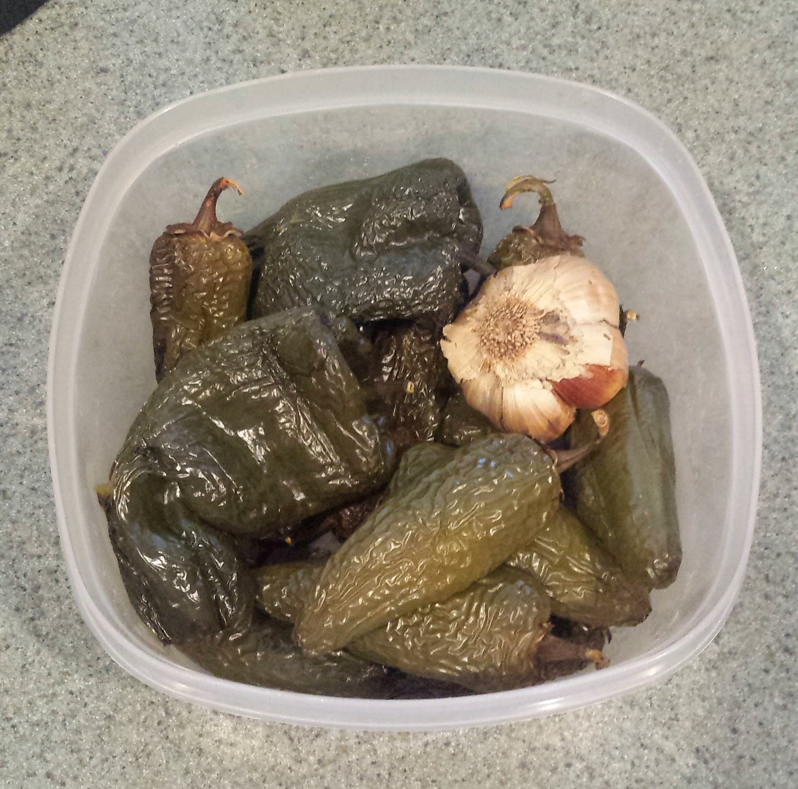 Smoked peppers and garlic.