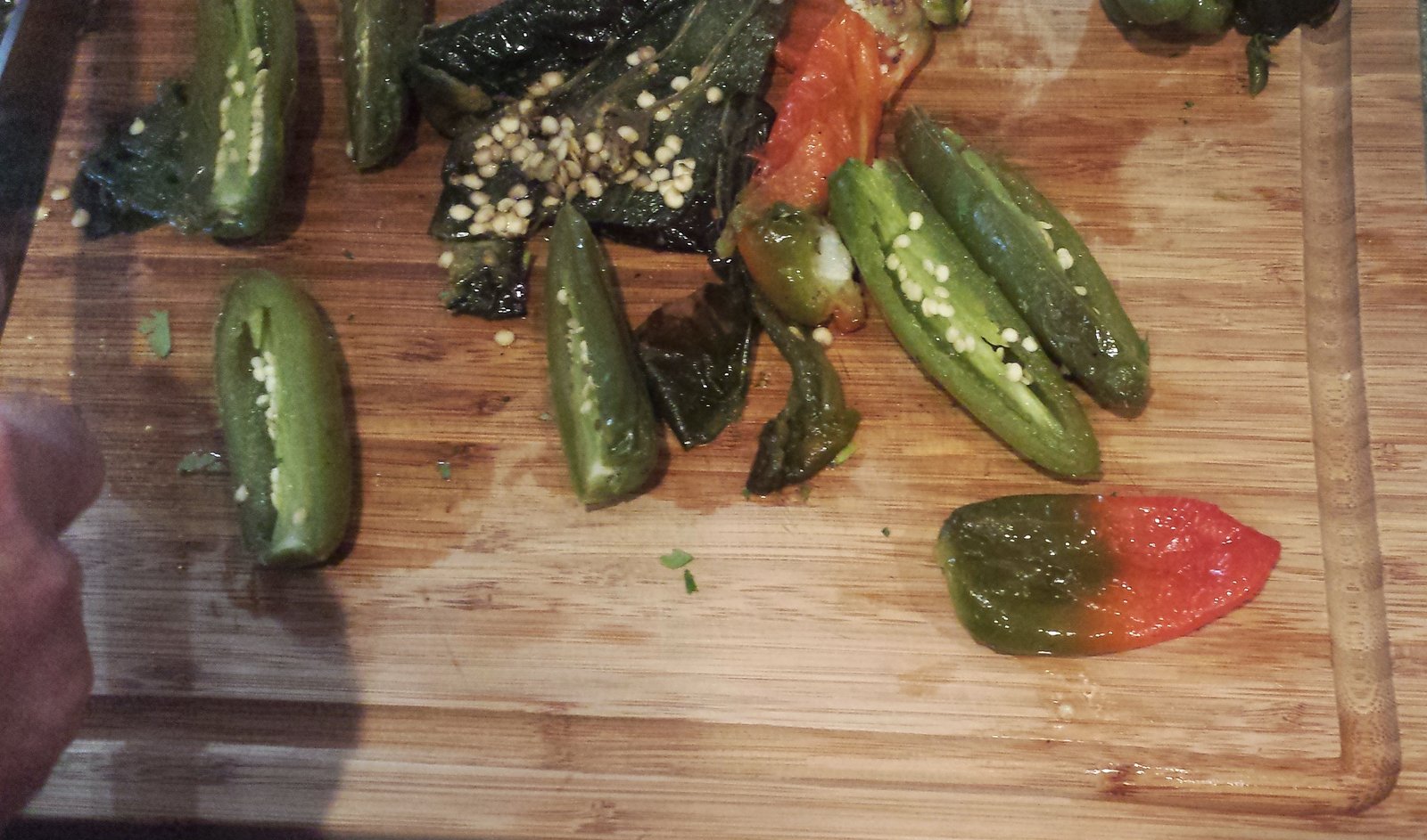Roasted jalapeno, poblano and bell peppers