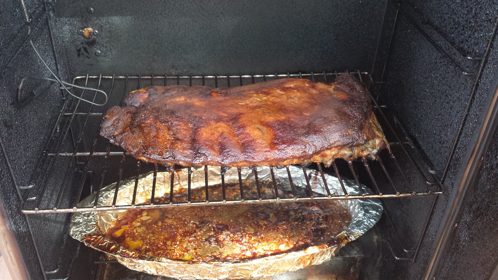 Ribs after 3 hours in the smoker.