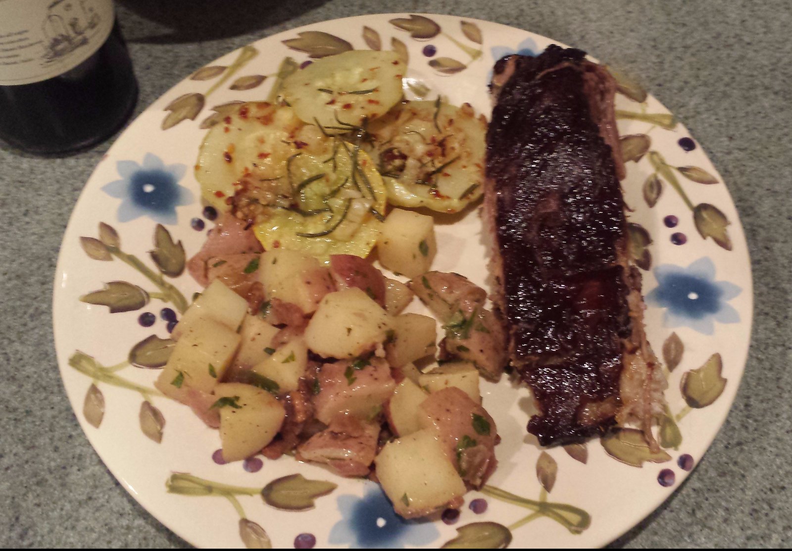 Smoked Ribs, Patty Pan squash and German Potato Salad