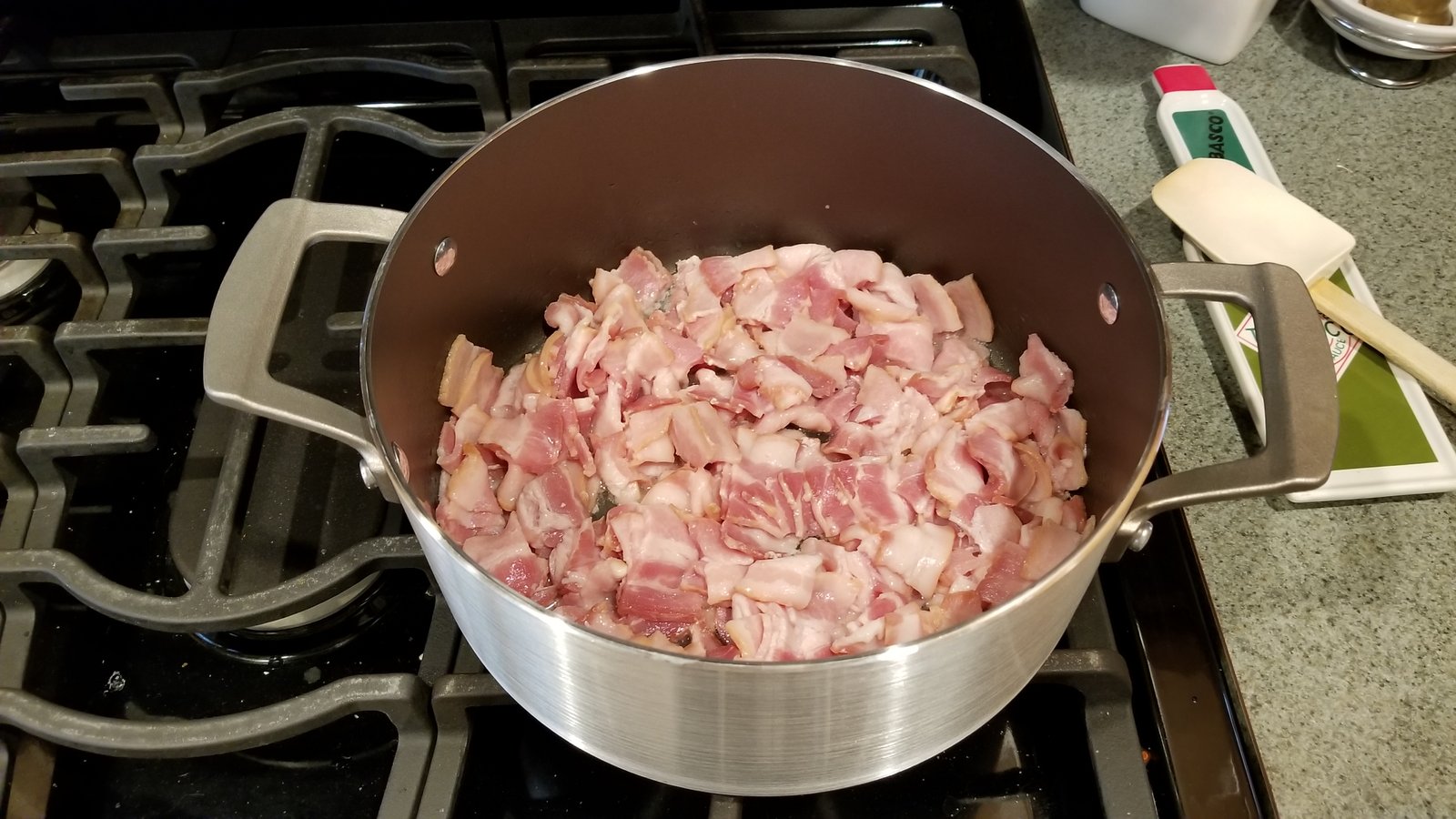 chopped bacon ready to be cooked
