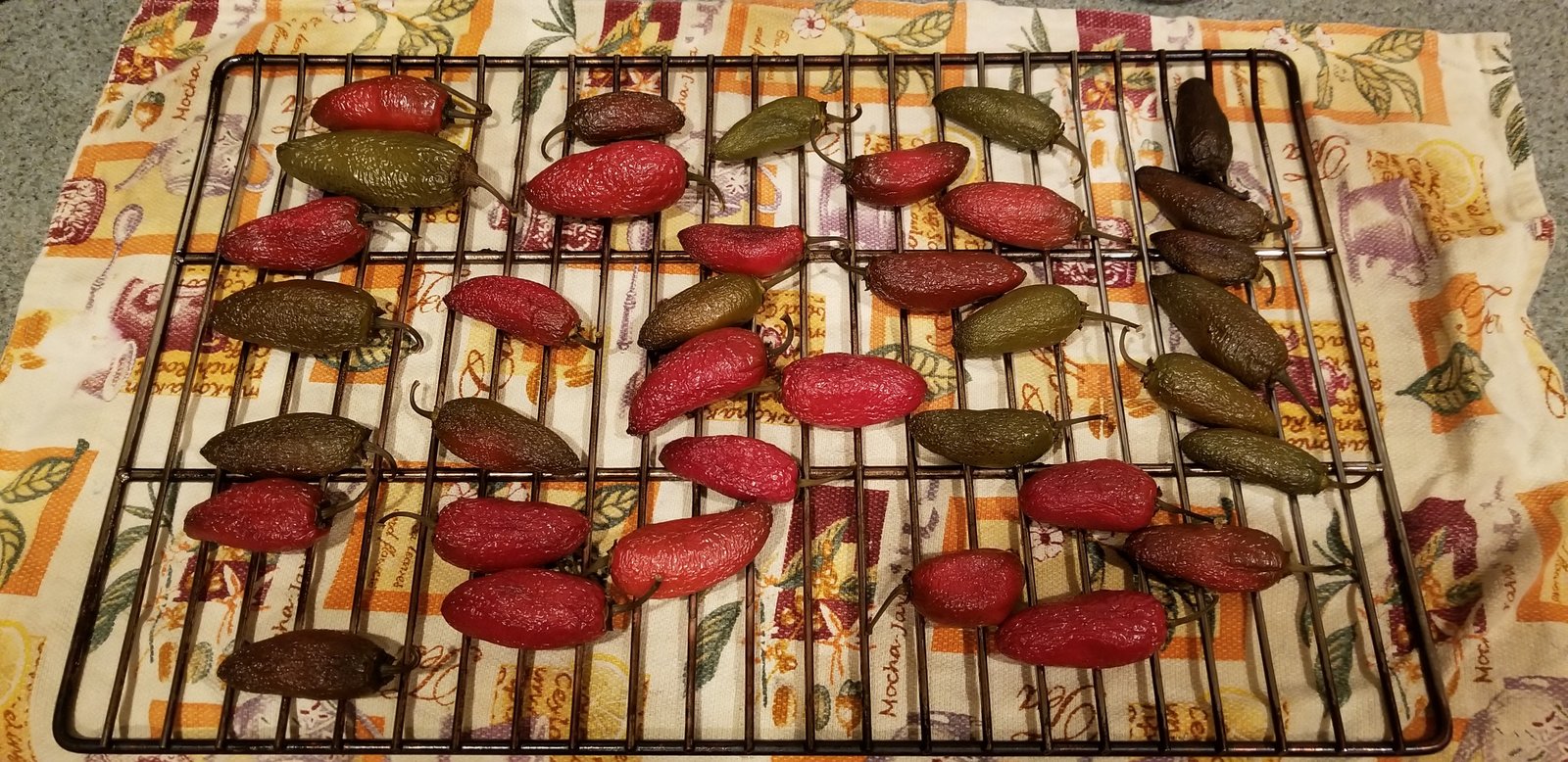 Jalapenos after they have been smoked.