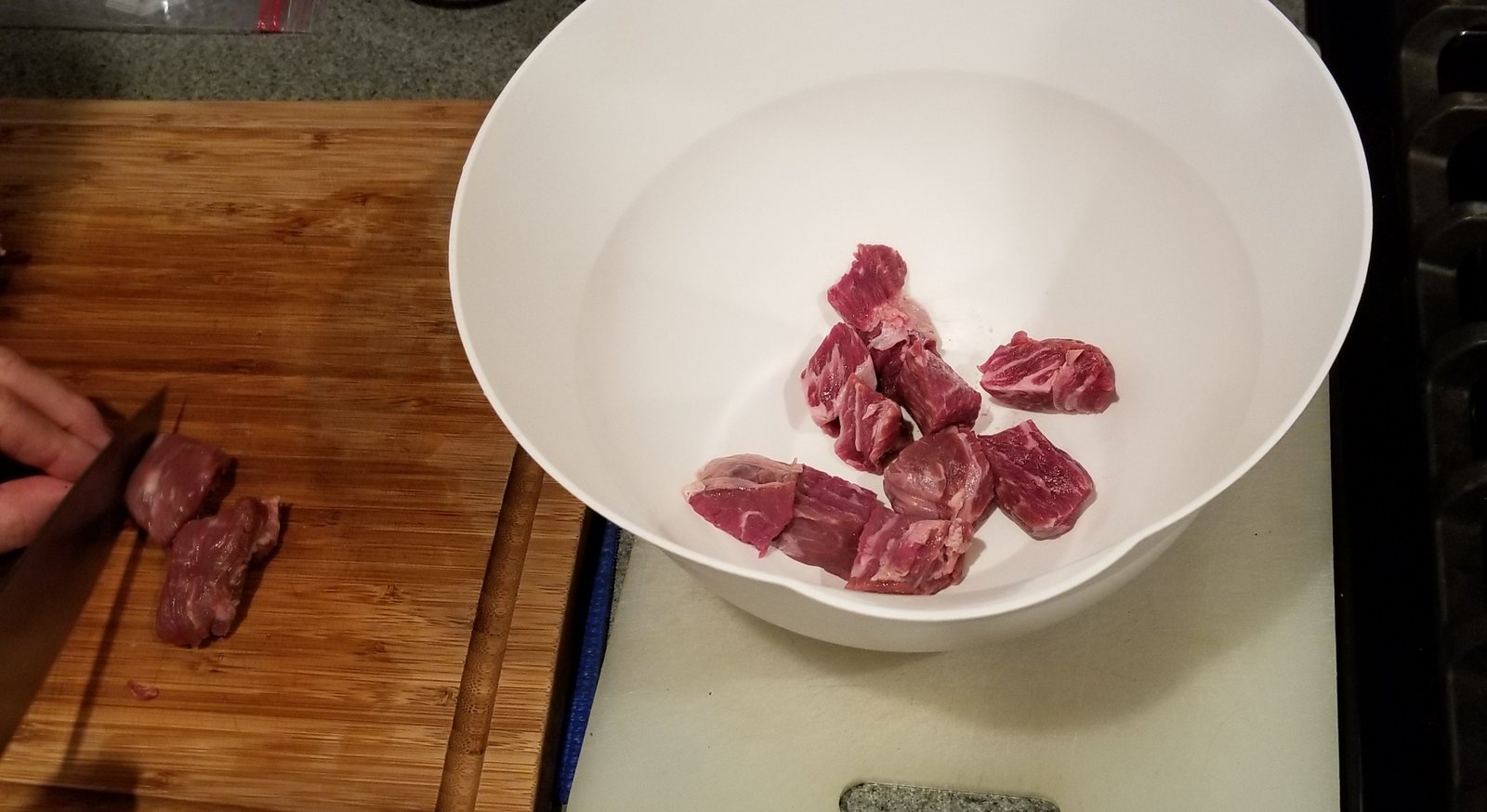 For best results, cut your beef into 1 to 1-1/2 inch cube pieces.