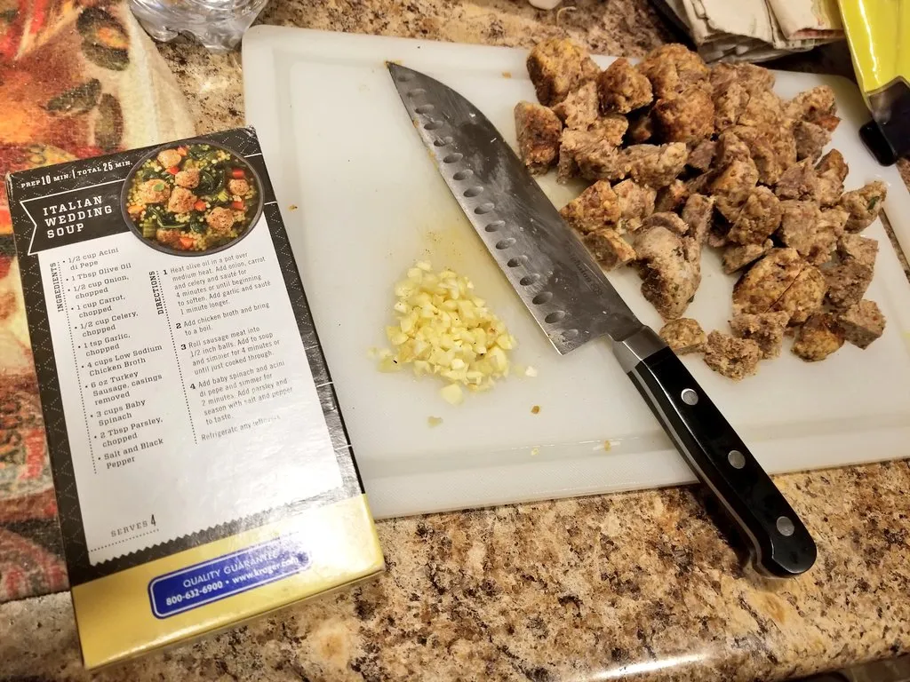 A picture showing the ingredients for our Italian Wedding Soup