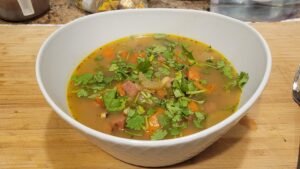 Black-eyed Pea Soup with cilantro sprinkled over the top.
